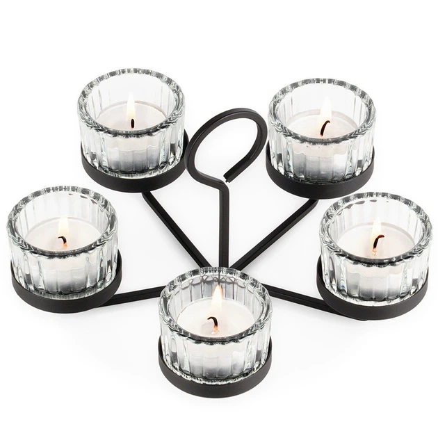 Świecznik Home & Styling Collection ze szklanymi wkładami na 5 świeczek 21x21x12 cm (8721037104951) - obraz 4