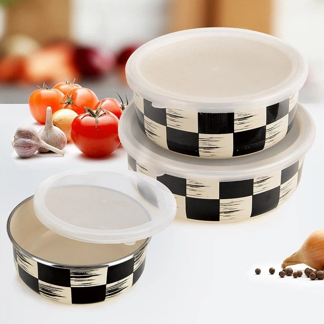 Miska Orion Szachownica emaliowana z pokrywką 15.5 cm 800 ml (8592381207069) - obraz 5