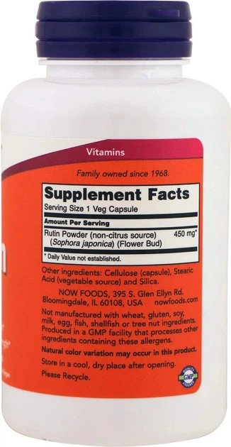 Suplement diety Now Foods Rutin 450 mg 100 kapsułek (733739007353) - obraz 2