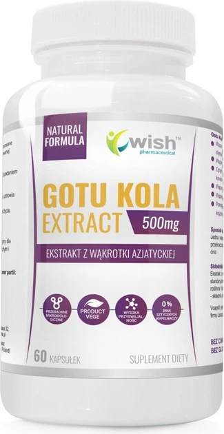 Suplement diety Wish Pharmaceutical Gotu Kola Extract 500 mg 60 kapsułek (5903351713092) - obraz 1