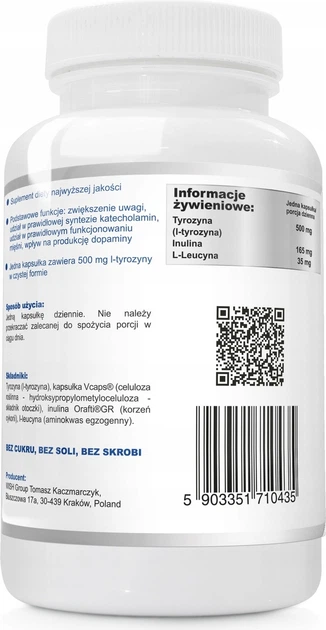 Suplement diety Wish Pharmaceutical L-Tyrosine Forte 500 mg 120 kapsułek (5903351710435) - obraz 2
