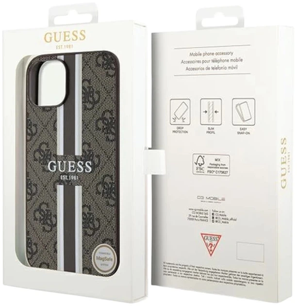 Панель Guess 4G Printed Stripes MagSafe для Apple iPhone 15/14/13 Brown (3666339203443) - зображення 6