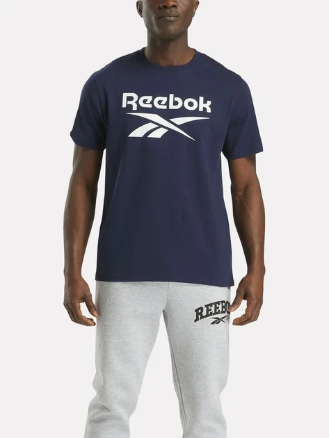 Koszulka męska bawełniana Reebok Chad Big Logo Crew N 100240895 L Granatowa (1200175462798) - obraz 1