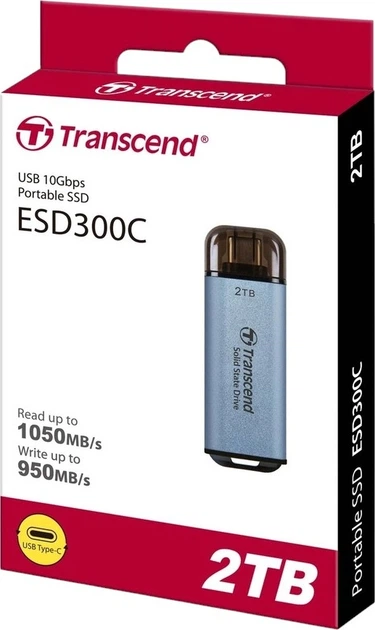 Dysk SSD Transcend ESD300 2TB USB 3.1 Gen 2 Type-C 3D NAND Sky Blue (TS2TESD300C) Zewnętrzny - obraz 7