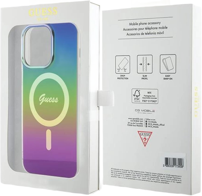 Etui plecki Guess IML Iridescent MagSafe do Apple iPhone 15 Pro Max Rainbow (3666339154677) - obraz 8