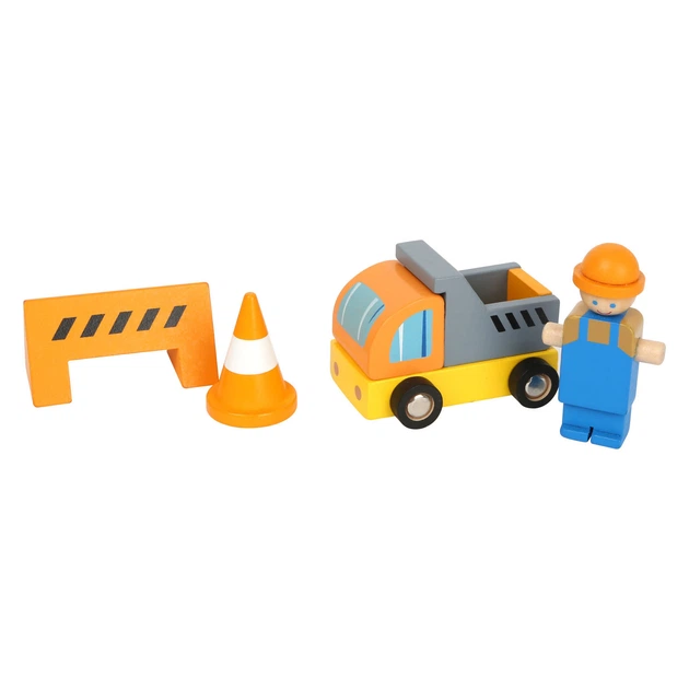 Zestaw drewniany Small Foot budowlany ruchomy z dźwigiem i akcesoriami 14 szt 5410818 (4020972120076) - obraz 5