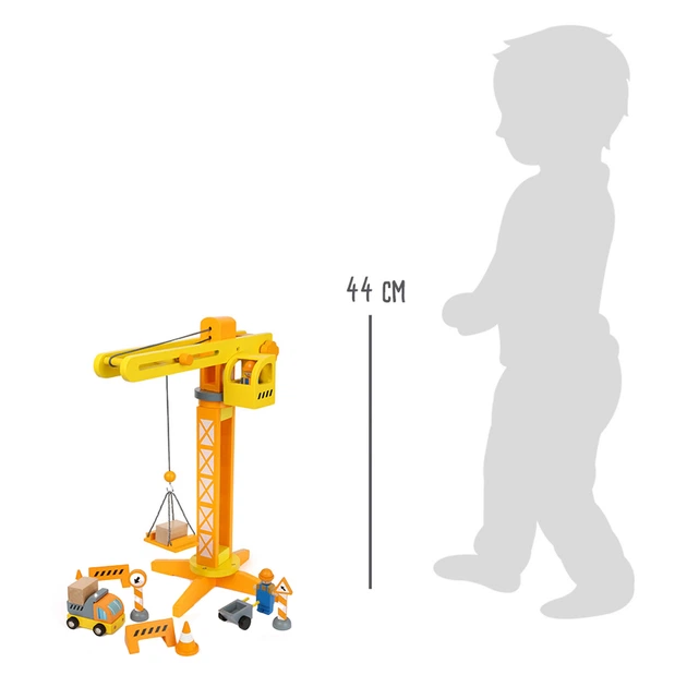 Zestaw drewniany Small Foot budowlany ruchomy z dźwigiem i akcesoriami 14 szt 5410818 (4020972120076) - obraz 7