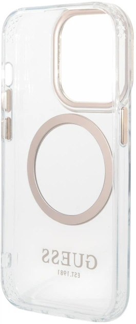 Etui plecki Guess Metal Outline Magsafe do Apple iPhone 15 Pro Max Transparent/Gold (3666339196929) - obraz 5