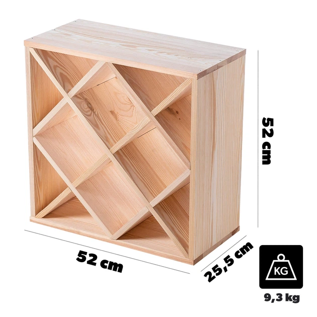 Дерев’яний стелаж для вина Kadax Loreo з решіткою світло-коричневий 52 x 52 см (5906638310694) - зображення 3