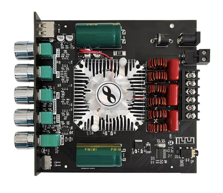 Аудіо підсилювач TDA7498E 2.1, 15-36В, 2x160(Стерео+сабвуфер) + 220Вт, Bluetooth 5.0, AUX, USB, ZK-HT21 - Фото 2 Аудіо підсилювач TDA7498E 2.1, 15-36В, 2x160(Стерео+сабвуфер) + 220Вт, Bluetooth 5.0, AUX, USB, ZK-HT21 - зображення 2