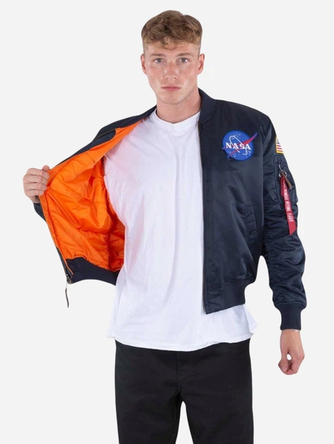 Бомбер чоловічий Alpha Industries 166107-07 XL Синій (800070330267) - зображення 5