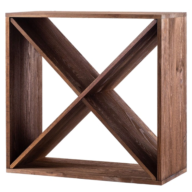 Regał na wino Kadax Loreo X drewniany ciemny brąz 52 x 52 cm (5906638310717) - obraz 6