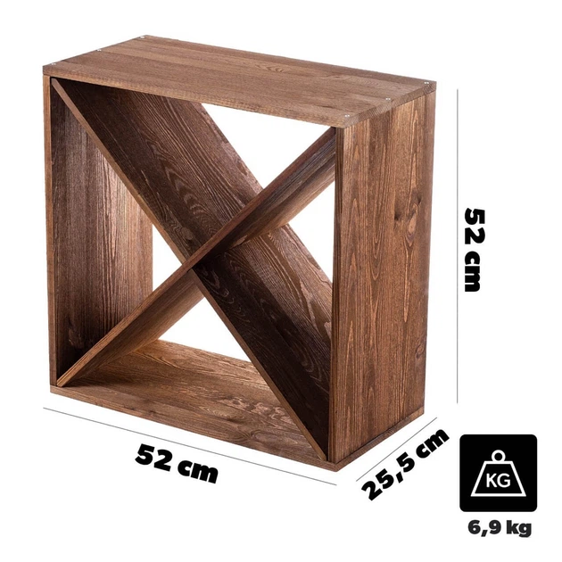 Regał na wino Kadax Loreo X drewniany ciemny brąz 52 x 52 cm (5906638310717) - obraz 7