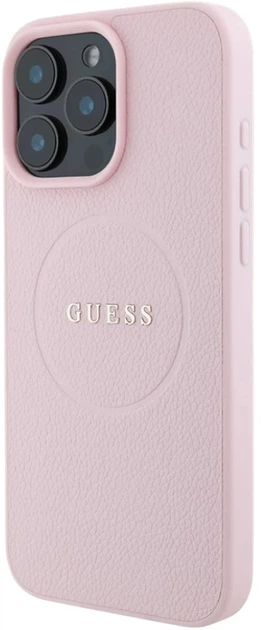 Etui plecki Guess Grained Gold Ring MagSafe do Apple iPhone 15 Pro Max Pink (3666339303945) - obraz 3