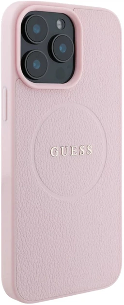 Etui plecki Guess Grained Gold Ring MagSafe do Apple iPhone 15 Pro Max Pink (3666339303945) - obraz 4
