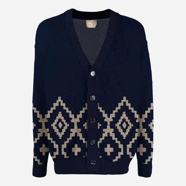 Kardigan męski w romby Tooco TOCOM-VRS-KELLY-NAVY S Granatowy - obraz 1