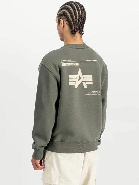 Bluza bez kaptura męska Alpha Industries 258307142 L Zielona - obraz 2