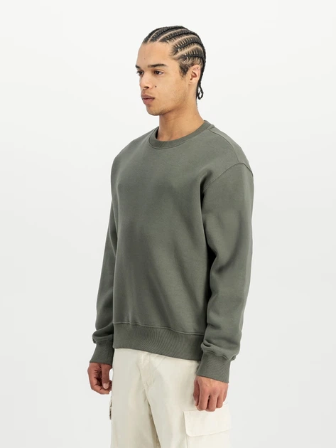 Bluza bez kaptura męska Alpha Industries 258307142 XL Zielona - obraz 4