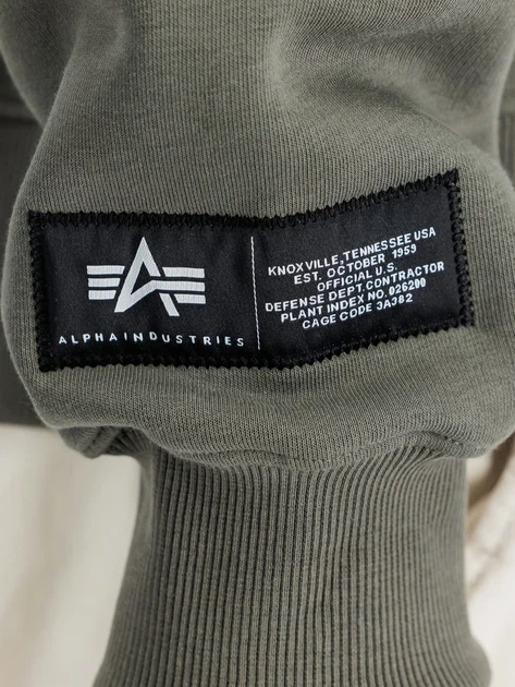 Bluza bez kaptura męska Alpha Industries 258307142 XL Zielona - obraz 5