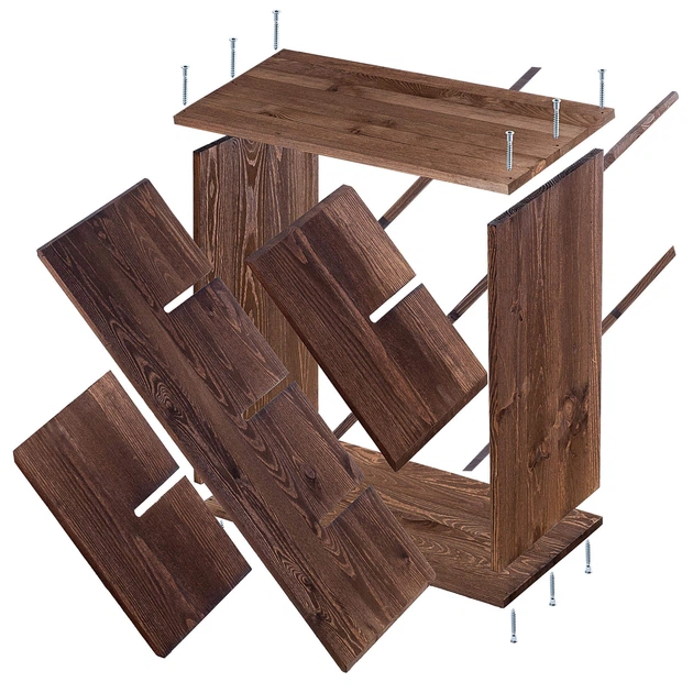 Дерев’яний стелаж для вина Kadax Loreo клітка темно-коричневий 2 шт (5906638310786) - зображення 4