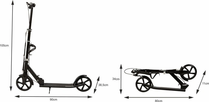 Hulajnoga miejska Bauerkraft dla dzieci i młodzieży składana z uchwytem na bidon G-116 (5904265071162) - obraz 2
