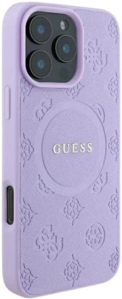 Etui plecki Guess Saffiano Peony Classic Logo MagSafe do Apple iPhone 16 Pro Max Purple (3666339328276) - obraz 4