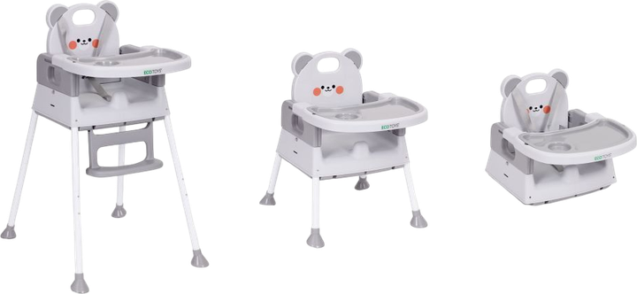 Krzesełko do karmienia EcoToys 3 w 1 Szare  HC523-GY (5905817008698) - obraz 4