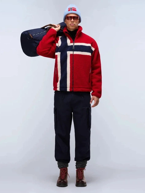 Kurtka przejściowa męska bez kaptura Napapijri NP0A88TCFZF1 M Czerwona - obraz 3