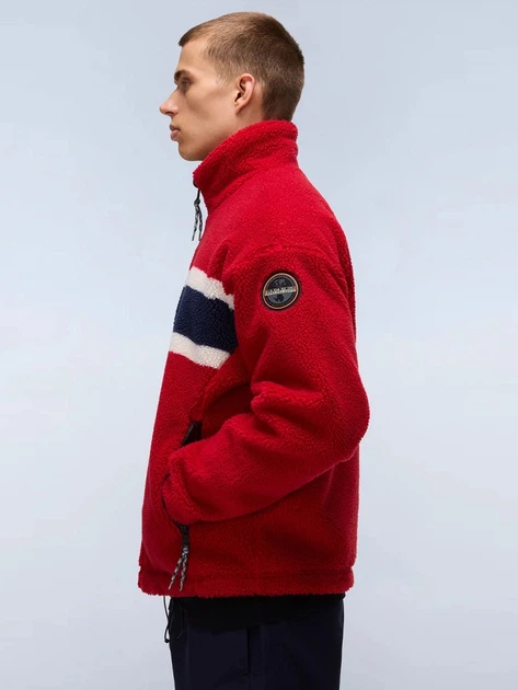 Kurtka przejściowa męska bez kaptura Napapijri NP0A88TCFZF1 XL Czerwona - obraz 4