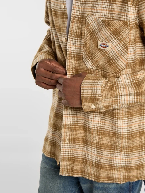 Сорочка бавовняна чоловіча Dickies DK0A8653L171 S Світло-коричнева (800070348075) - зображення 4