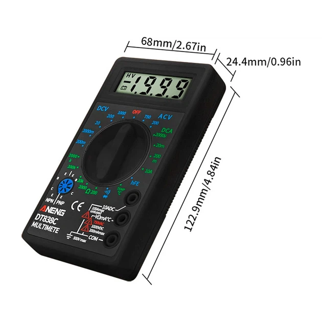 Цифровий мультиметр ANENG AN-DT838C, V, A, R, C, функція hFE (AN-DT838C) - Фото 3 Цифровий мультиметр ANENG AN-DT838C, V, A, R, C, функція hFE (AN-DT838C) - изображение 3