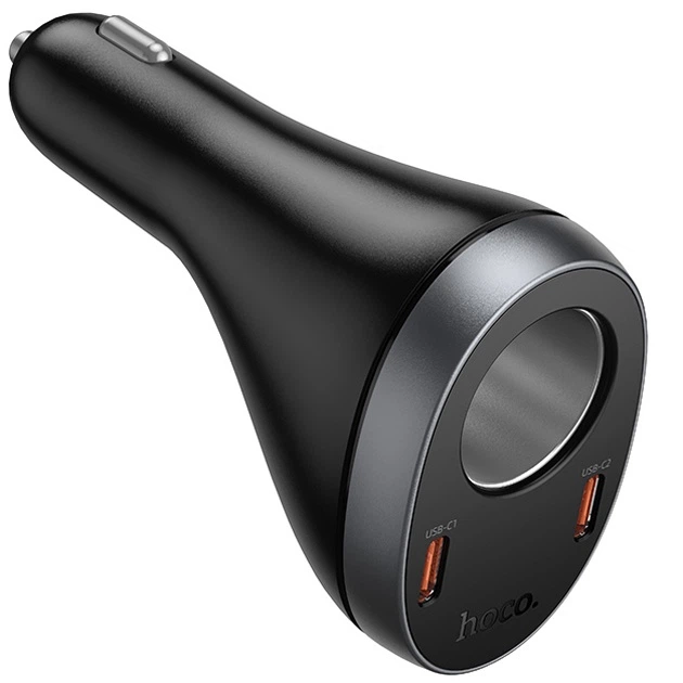 Зарядне автомобільне Hoco Z61A PD60W 2xUSB-C/USB-A car charger АЗП швидка зарядка для телефона / пристроїв Чорний - Фото 3 Зарядне автомобільне Hoco Z61A PD60W 2xUSB-C/USB-A car charger АЗП швидка зарядка для телефона / пристроїв Чорний - изображение 3