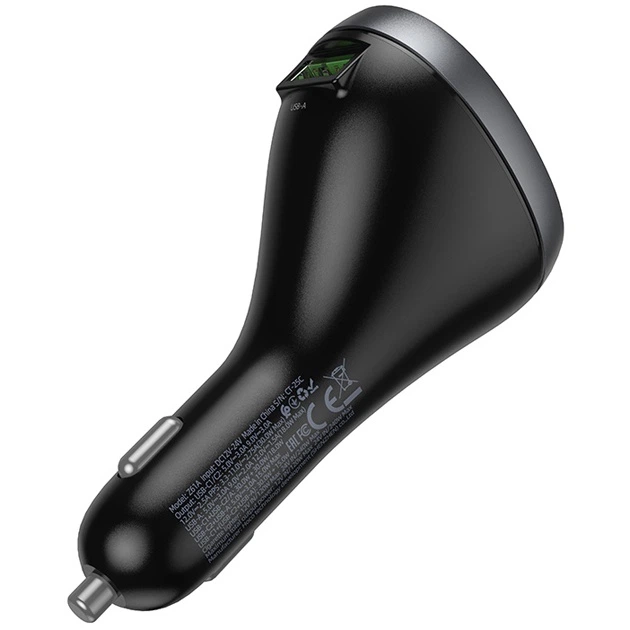 Зарядне автомобільне Hoco Z61A PD60W 2xUSB-C/USB-A car charger АЗП швидка зарядка для телефона / пристроїв Чорний - Фото 4 Зарядне автомобільне Hoco Z61A PD60W 2xUSB-C/USB-A car charger АЗП швидка зарядка для телефона / пристроїв Чорний - изображение 4