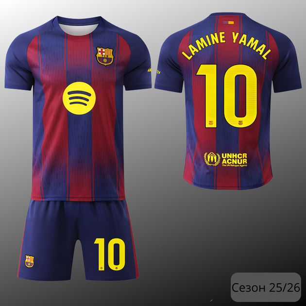 Детская футбольная форма FC Barcelona 2025/26 — Lamine Yamal №10 (домашняя) размер 22 (рост 120–125 см) - Фото 1 Детская футбольная форма FC Barcelona 2025/26 — Lamine Yamal №10 (домашняя) размер 22 (рост 120–125 см) - изображение 1