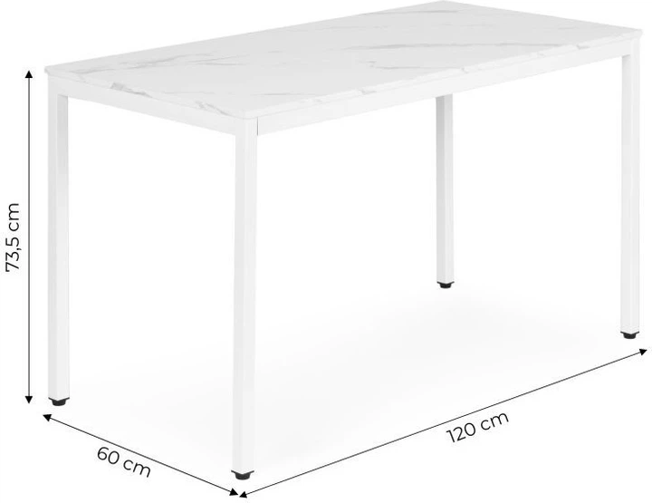 Stół do jadalni ModernHome by Multistore 120 x 60 cm Biały marmur (NORD-MRW-W) - obraz 4