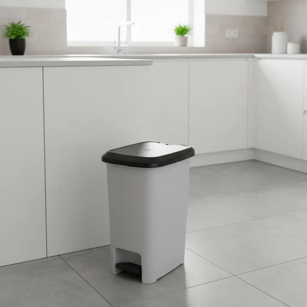 Відро для сміття з педаллю пластиковий з кришкою, 40 л, Сірий (076-GRAY) - зображення 3