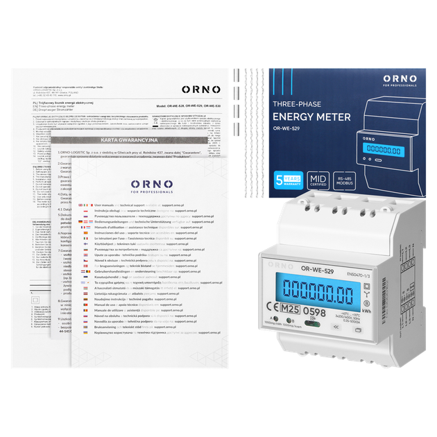 Счетчик электроэнергии 3F 100A OR-WE-529 4 модуля на DIN-рейку TH-35 - изображение 6