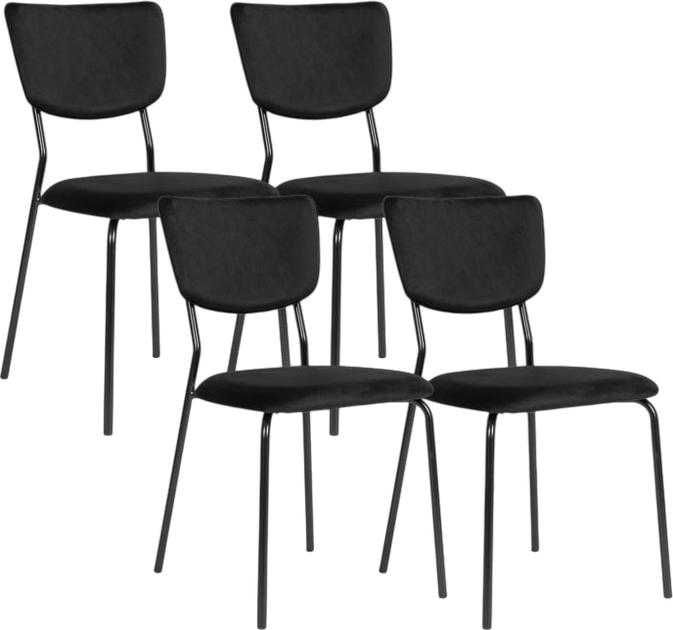 Набір стільців для кухні та вітальні ModernHome by Multistore оксамитових 4 шт. Чорні (KJC-4-BC) - зображення 1