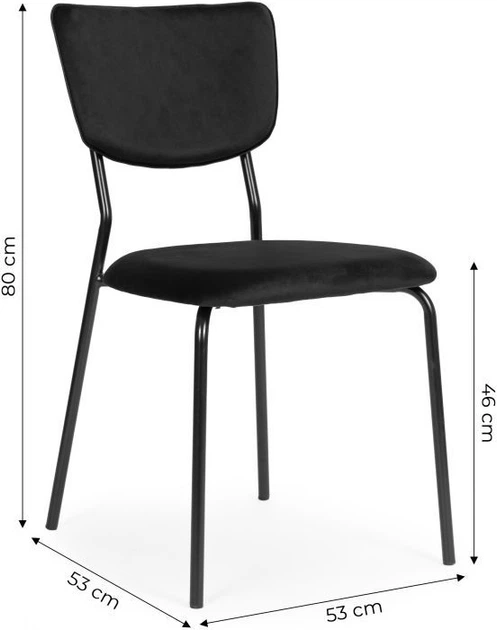 Набір стільців для кухні та вітальні ModernHome by Multistore оксамитових 4 шт. Чорні (KJC-4-BC) - зображення 6