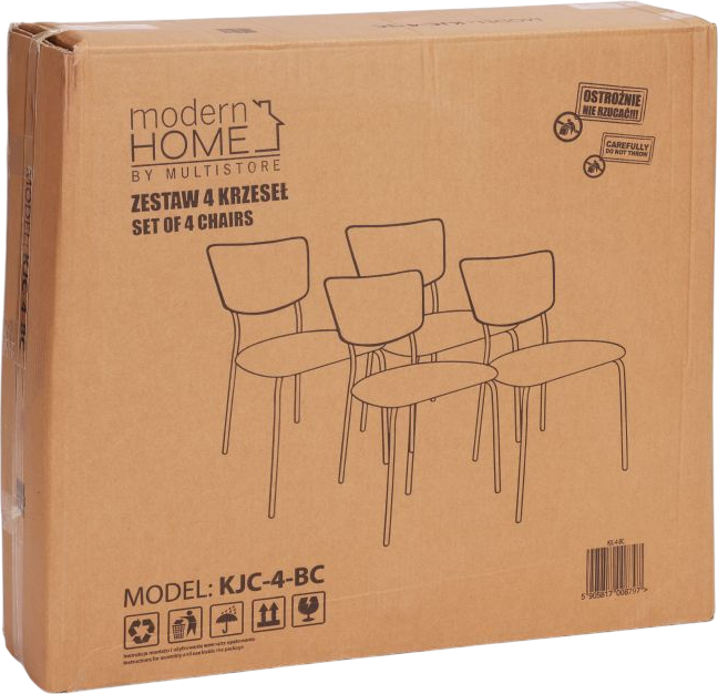 Набір стільців для кухні та вітальні ModernHome by Multistore оксамитових 4 шт. Чорні (KJC-4-BC) - зображення 7