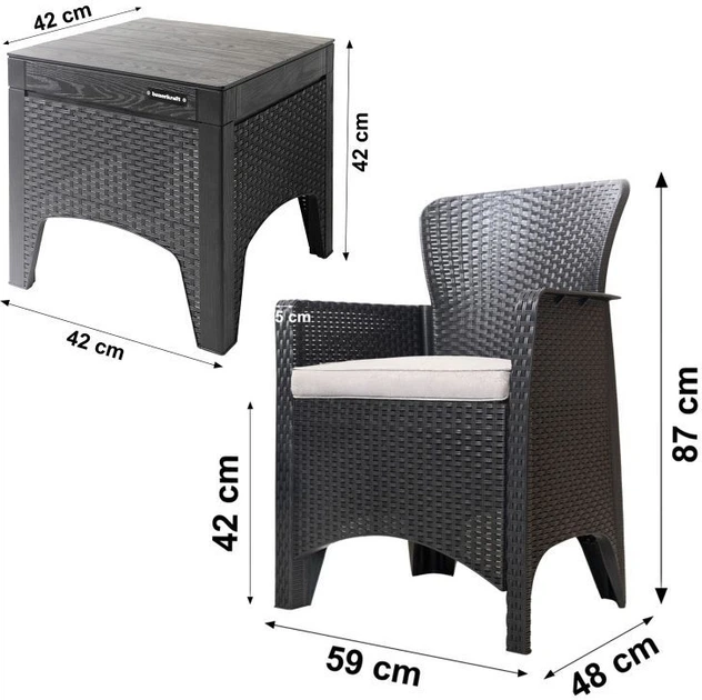 Набір садових меблів Longwell Industrial 2 крісла + стіл Чорні H-058 (5904265080584) - зображення 6