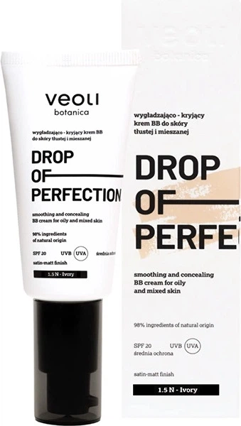 ВВ-крем Veoli Botanica Drop Of Perfection SPF20 1.5 N Ivory 30 мл (5907190822366) - зображення 1