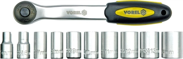 Zestaw kluczy nasadowych VOREL 5-24 mm z grzechotką 1/2'' 11 szt. 58602 (5906083586026) - obraz 1