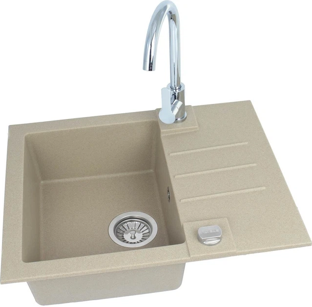 Кухонна мийка зі змішувачем Alveus Rock 1213055SEN Бежева - зображення 2