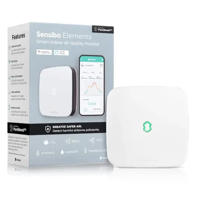 Умный датчик качества воздуха с WiFi, CO₂, PM2.5, Этанолом, TVOC, температурой и влажностью. Sensibo Elements - изображение 2