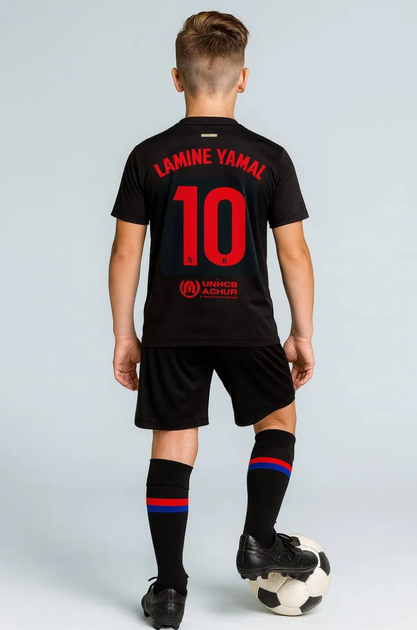 Форма футбольна дитяча Lamine Yamal (Ламін Ямаль) 10 Barcelona 24/25, р. 18 зріст 105-110 см. чорна - изображение 2