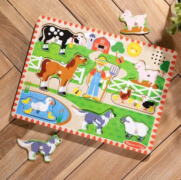 Układanka drewniana z dźwiękami Melissa & Doug Farma Old MacDonald's (0681147000339) - obraz 4