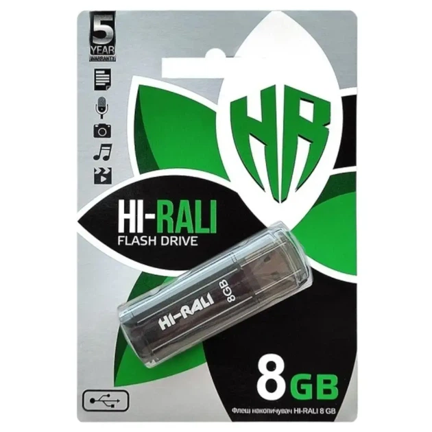 Флешка Hi-Rali 8GB Stark чорна - Фото 1 Флешка Hi-Rali 8GB Stark чорна - зображення 1