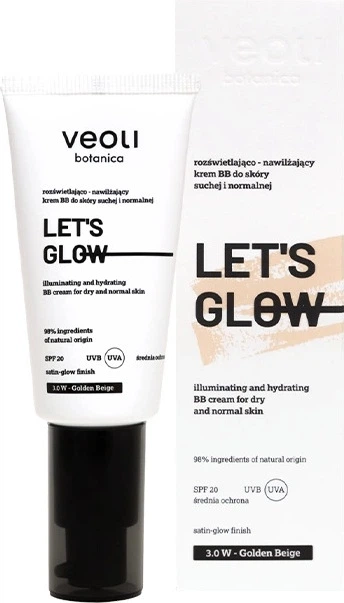 BB-крем Veoli Botanica Let's Glow SPF20 для сухої та нормальної шкіри 3.0 W Golden Beige 30 мл (5907190822434) - зображення 1