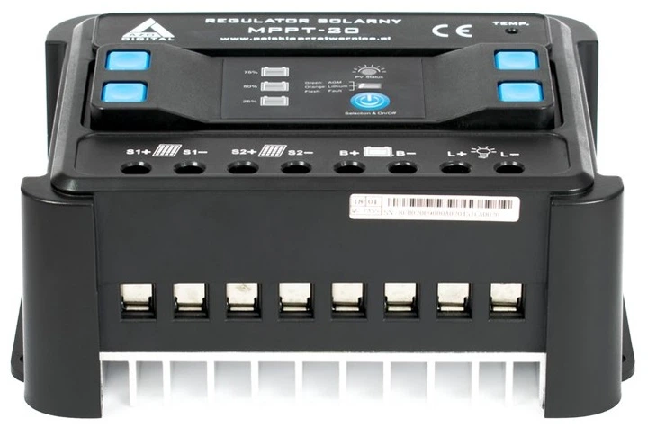 Solarny regulator ladowania AZO Digital MPPT 12/24 20A (AZO00D1107) - obraz 1